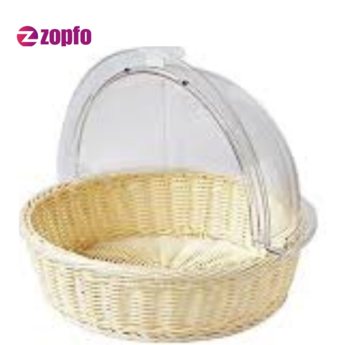 Polyrattan Basket with Roll Top Lid – Bread & Food Display Basket