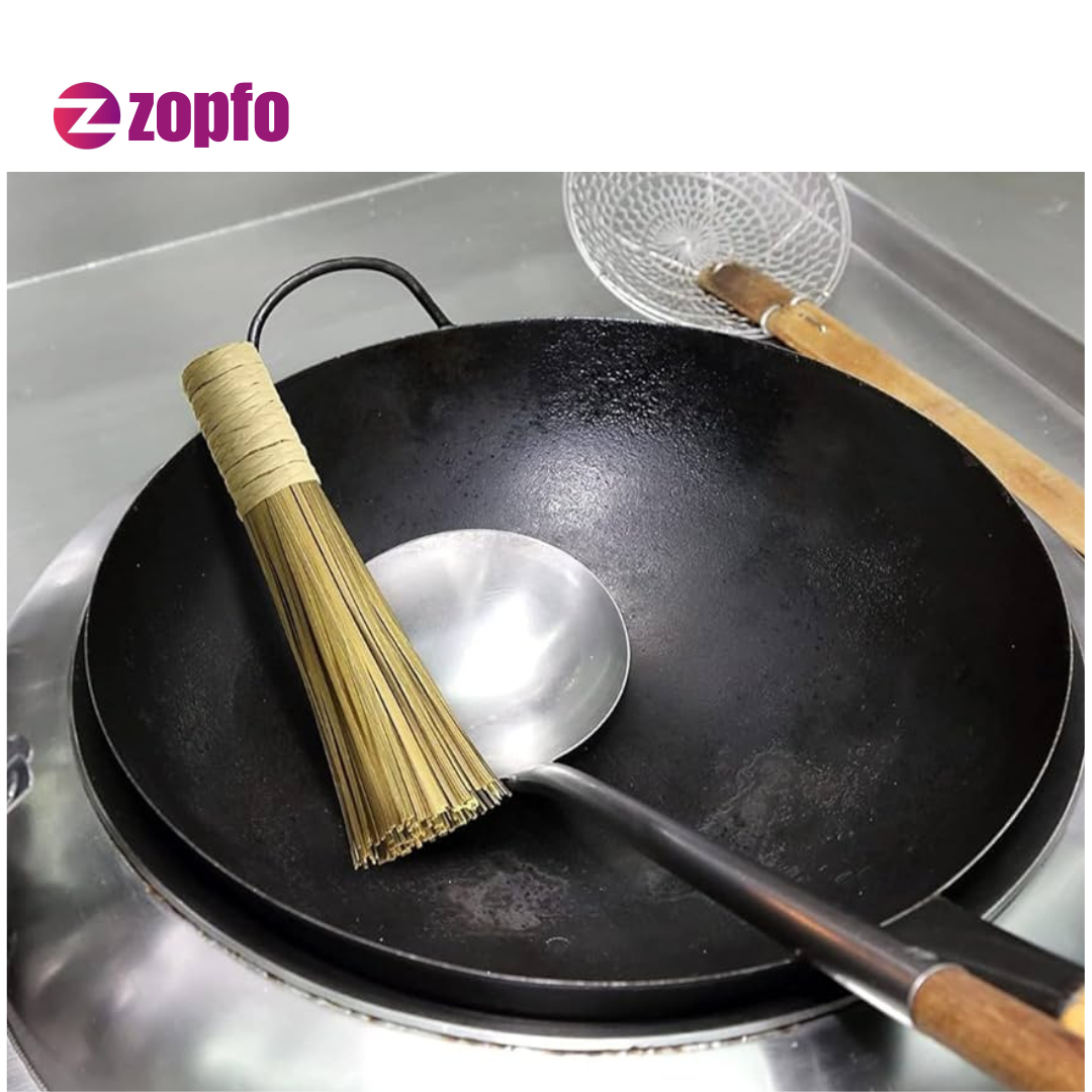 Wooden & Stainless Steel Chinese Broom – Commercial Kitchen Cleaning Tool - Image 2