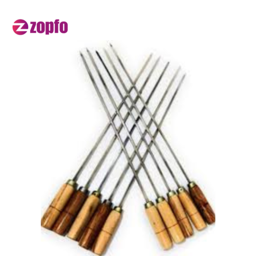 Wooden Handle Kabab Rod – Stainless Steel Seekh for BBQ & Tandoor
